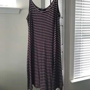 Burgundy & white striped dress